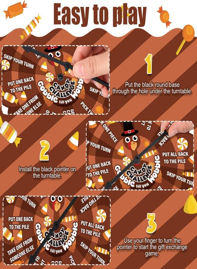 Marspark Thanksgiving Games Fall Festival Games 10.2'' Fall Carnival Spinner Candy Challenge Thanksgiving Party Favors for School Classroom Family Birthday Party Activities - Image 3