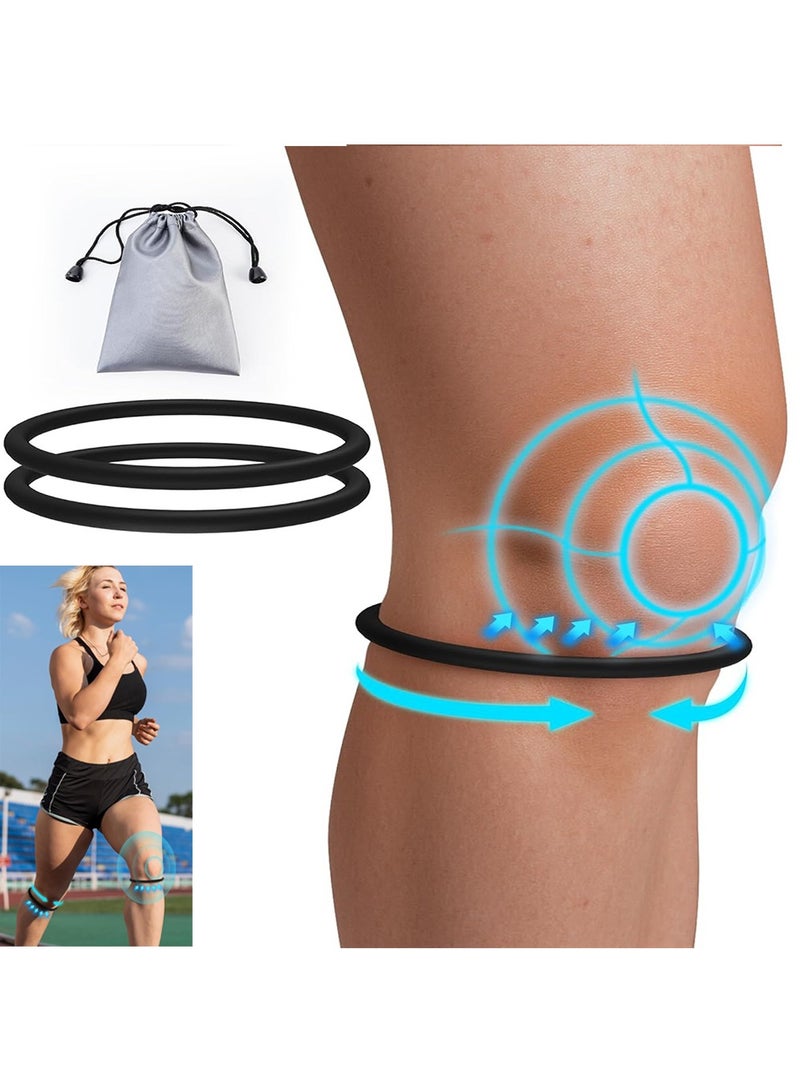Generic 2PCS Patella Band for Knee Pain Relief, Patellar Tendon Support Strap for Tennis, Running, Jumpers, Soccer, Basketball and Hiking, Breathable & Lightweight Patella Stabilizer Knee Strap Brace Support for Women and Men, Comes with Storage Bag (Black) - Image 1