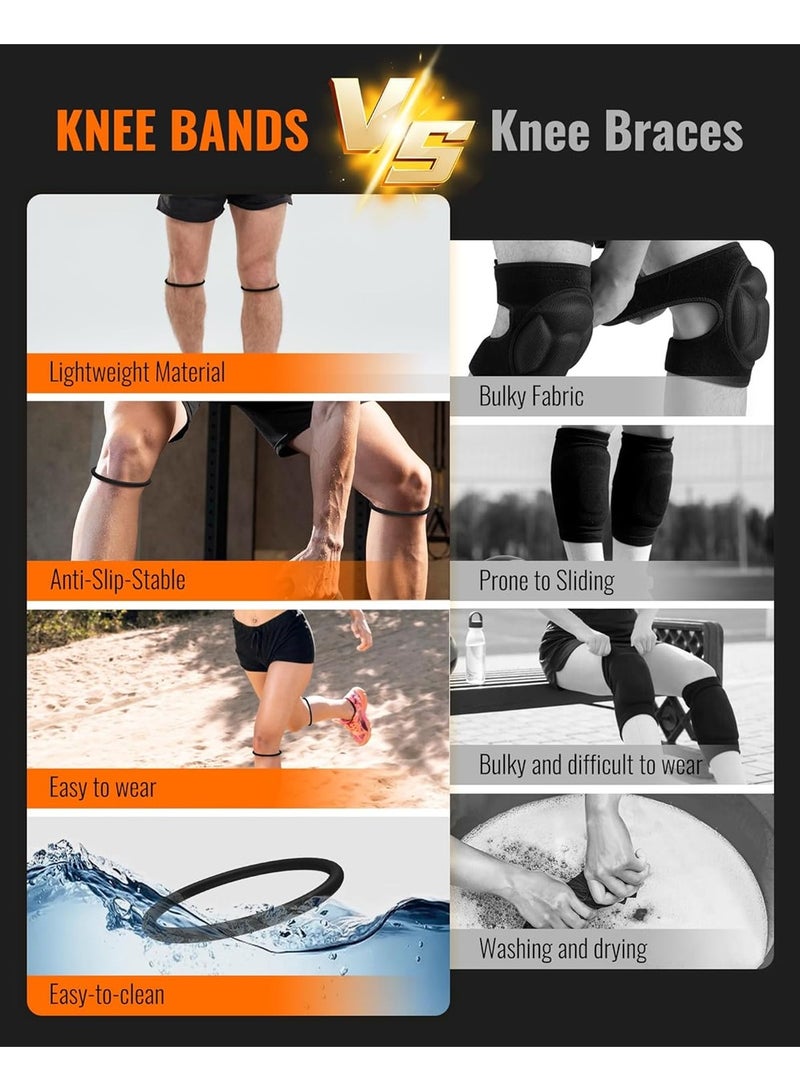 Generic 2PCS Patella Band for Knee Pain Relief, Patellar Tendon Support Strap for Tennis, Running, Jumpers, Soccer, Basketball and Hiking, Breathable & Lightweight Patella Stabilizer Knee Strap Brace Support for Women and Men, Comes with Storage Bag (Black) - Image 2