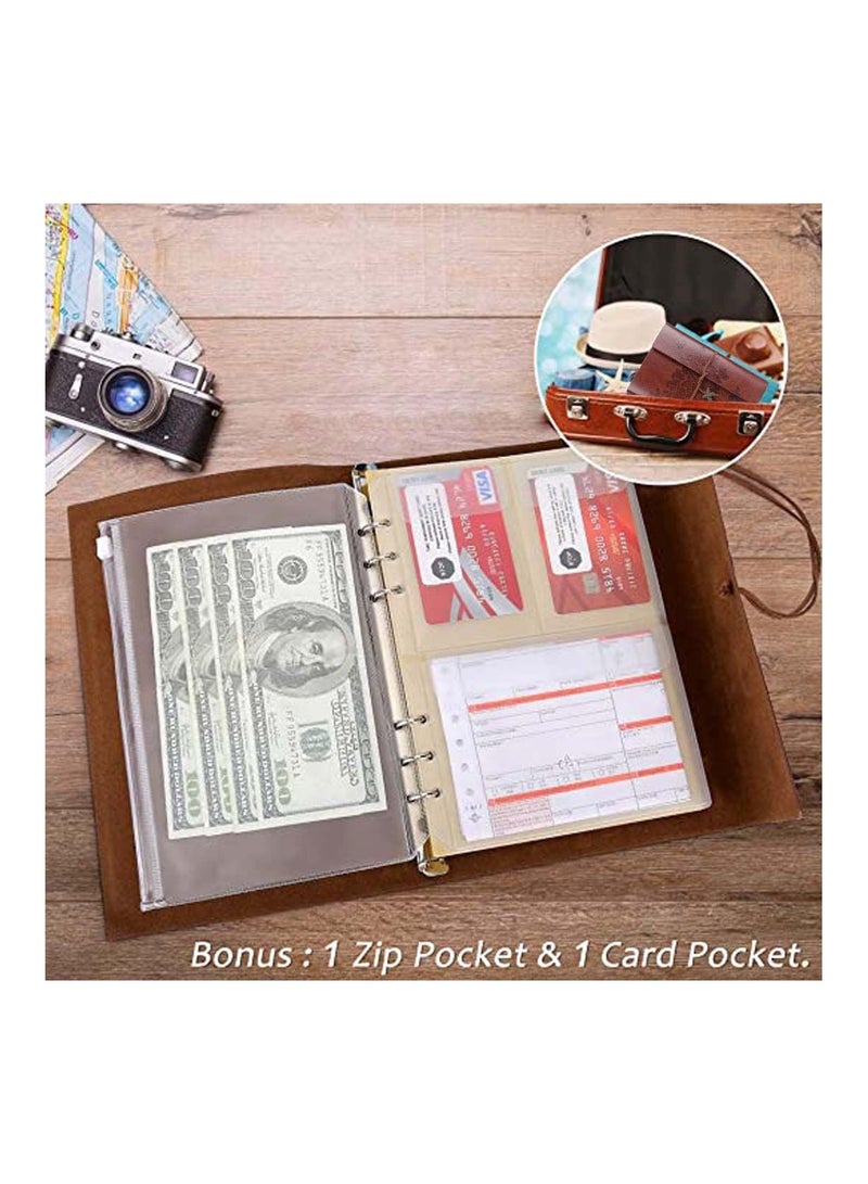 Vintage Refillable Notebook Premium PU Leather Classic Embossed Travel Journal Diary with Lined Paper and Retro Pendants A5 Brown - Image 3