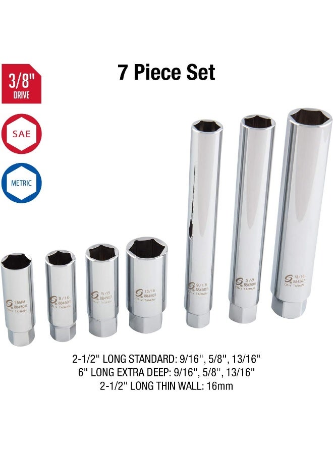 SUNEX TOOLS 8845 3/8-Inch Drive Master Spark Plug Set, CR-V, 7-Pieces - Image 2