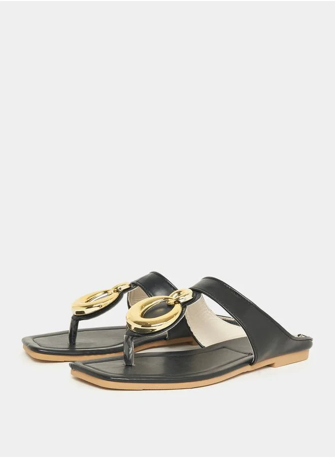 ستايلي Metal Trim Thong Flat Sandals