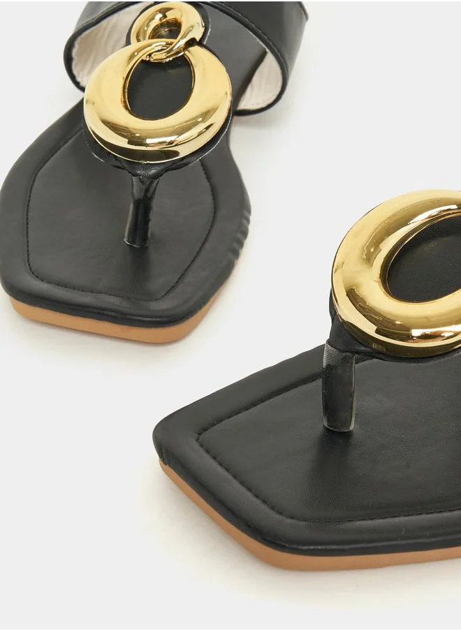ستايلي Metal Trim Thong Flat Sandals