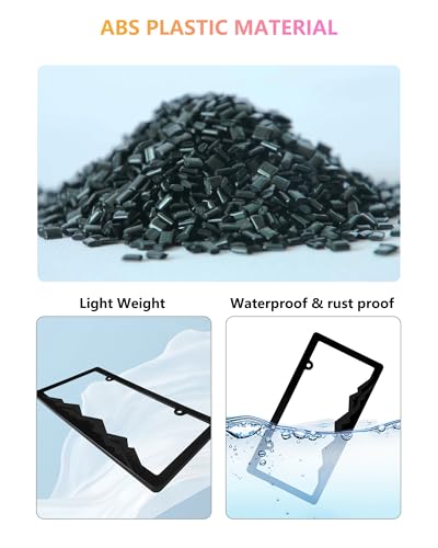 GNSZSN Mountain License Plate Frames - 2 Pack Black Plastic Car Tag Frame with 3D Mountain Design, Included Mountain Vinyl Sticker, Screws & Caps - Image 5