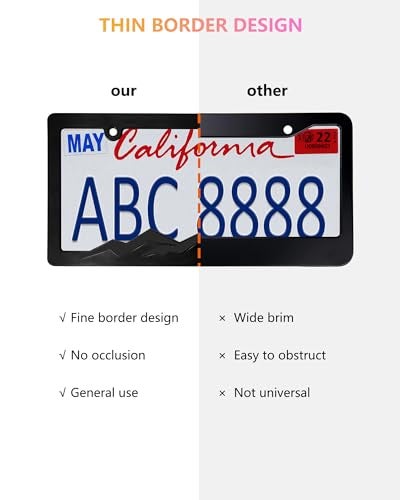 GNSZSN Mountain License Plate Frames - 2 Pack Black Plastic Car Tag Frame with 3D Mountain Design, Included Mountain Vinyl Sticker, Screws & Caps - Image 4