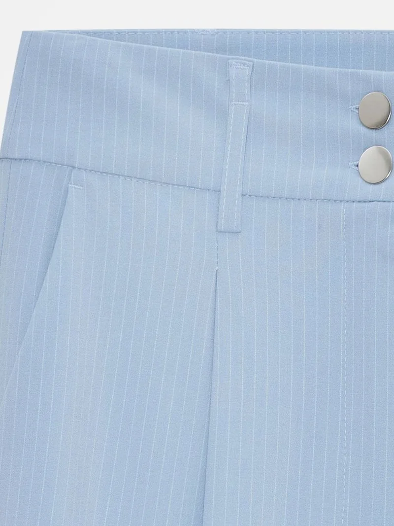 Dilvin Baby Blue DILVIN Striped High Waisted Wide Leg Trousers for Women | Best Price UAE