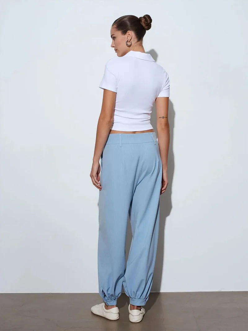 Dilvin DILVIN High-Waist Wide-Leg Striped Trousers