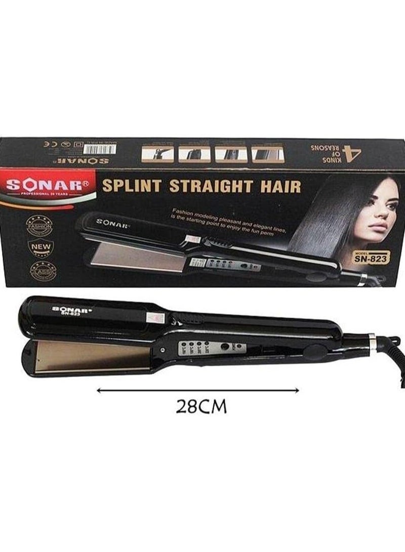 Sonar 80W Hair Straightener SN-823, 80W Power Indicator Light with Fast Heating for All Hair Types Temperature Control 120-200 Super Straight Styles, Never Stick to Hair