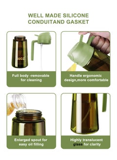 HomarKet 2PCS 16oz/470ml Light-Blocking Dark Oil Sprayer for Cooking, 2 in 1 Olive Oil Dispenser Bottle for Kitchen, Premium Green Glass Oil Bottle, Food-Grade Oil Mister for Air Fryer, BBQ(Green&yellow)  - Image 5
