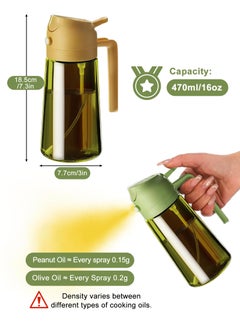 HomarKet 2PCS 16oz/470ml Light-Blocking Dark Oil Sprayer for Cooking, 2 in 1 Olive Oil Dispenser Bottle for Kitchen, Premium Green Glass Oil Bottle, Food-Grade Oil Mister for Air Fryer, BBQ(Green&yellow)  - Image 2