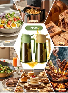 HomarKet 2PCS 16oz/470ml Light-Blocking Dark Oil Sprayer for Cooking, 2 in 1 Olive Oil Dispenser Bottle for Kitchen, Premium Green Glass Oil Bottle, Food-Grade Oil Mister for Air Fryer, BBQ(Green&yellow)  - Image 3