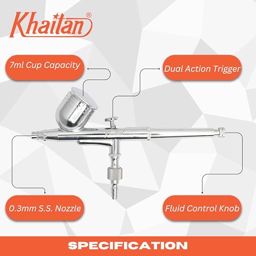 Khaitan Mini Airbrush Kit With Compressor Dual Action Airbrush (Pen Gun) for Cake Decoration,Make Up,Nails Design,Tattoo,Model Painting Airbrush - Image 4
