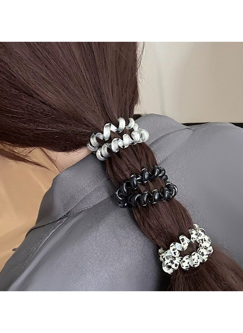 5 Pcs Telephone Wire Hair Rings Printed Hair Rings Headdress Spiral Hair Ties Ponytail Holders