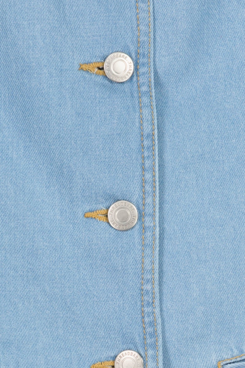 Threadbare Women Round Neck Sleeveless Denim Waistcoat, Light Blue - Image 5