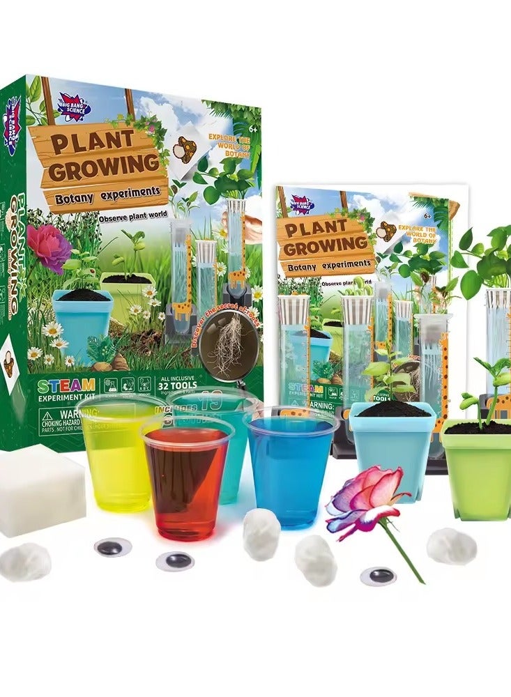 مجموعة STEAM التعليمية لزراعة النباتات - مجموعة علم النبات والعلوم مع 32 أداة للأطفال - Image 1