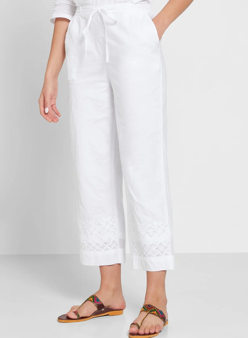 Fabindia Embroidered Hem Pants