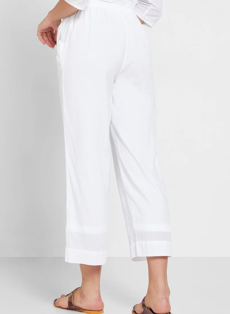 Fabindia Embroidered Hem Pants