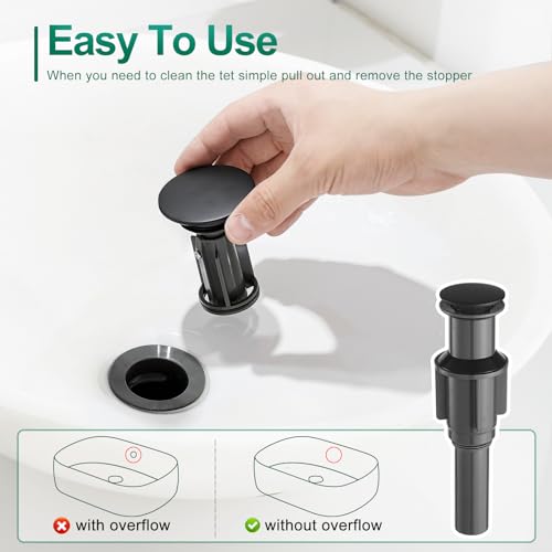 VOTON Vessel Sink Faucet Matte Black Tall Bathroom Faucet Single Handle Vanity Bathroom Sink Faucet 1 Hole Basin Mixer Tap with Water Supply Hose and Pop Up Sink Drain - Image 4