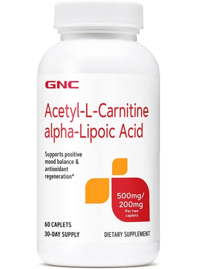 جي إن سي أسيتيل إل كارنيتين حمض ألفا ليبويك 500 مجم / 200 مجم | يدعم توازن المزاج الإيجابي وتجديد مضادات الأكسدة | 60 عدد - Image 1