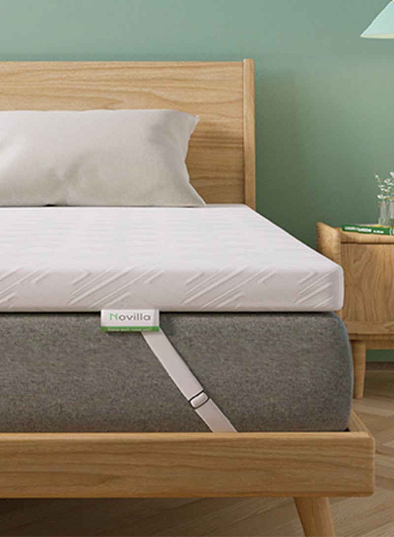Novilla 4 Inch Foam Mattress Topper Single, Medium Firm Memory Foam Mattress Topper, Gel Infused for Motion Isolation & Pressure Relieving, with Breathable Cover, Single Size 90×190×10CM - Image 1