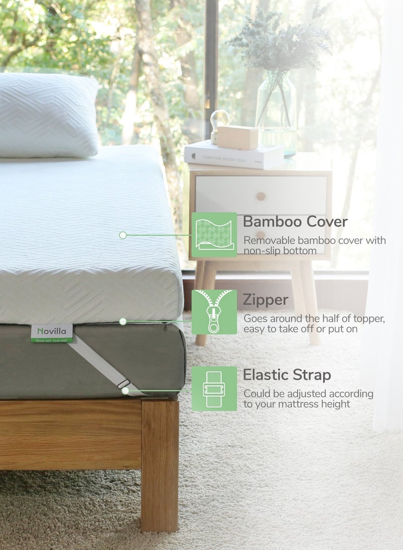 Novilla 4 Inch Foam Mattress Topper Single, Medium Firm Memory Foam Mattress Topper, Gel Infused for Motion Isolation & Pressure Relieving, with Breathable Cover, Single Size 90×190×10CM - Image 4