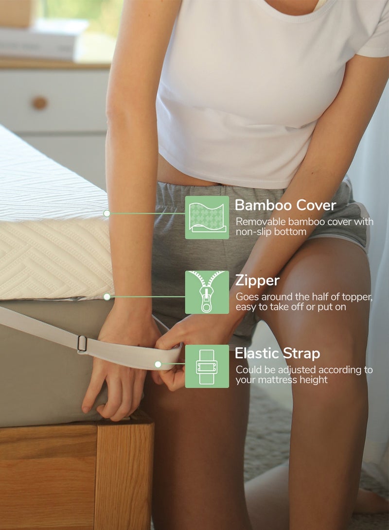 Novilla 4 Inch Foam Mattress Topper Single, Medium Firm Memory Foam Mattress Topper, Gel Infused for Motion Isolation & Pressure Relieving, with Breathable Cover, Single Size 90×190×10CM - Image 2