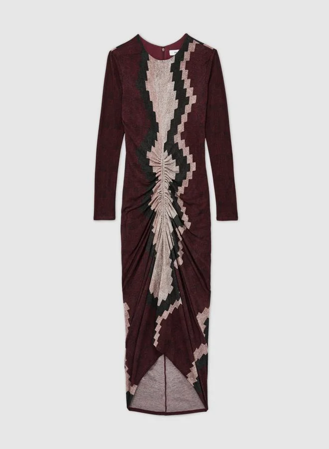 REISS Patterned Ruched Dress