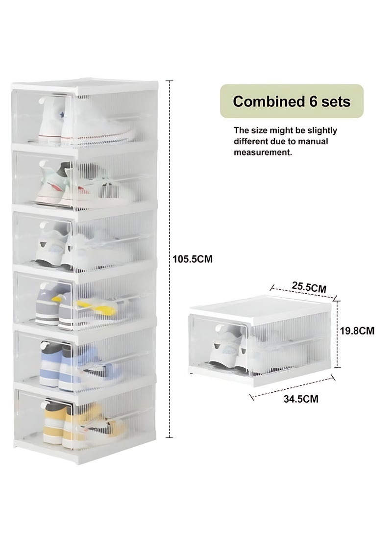 الآلة الصغيرة منظم تخزين الأحذية ، حزمة أحذية حذاء قابلة للتكديس قابلة للطي قابلة للطي ، رف خزانة محمولة (شفافة 6 حزمة) - Image 3