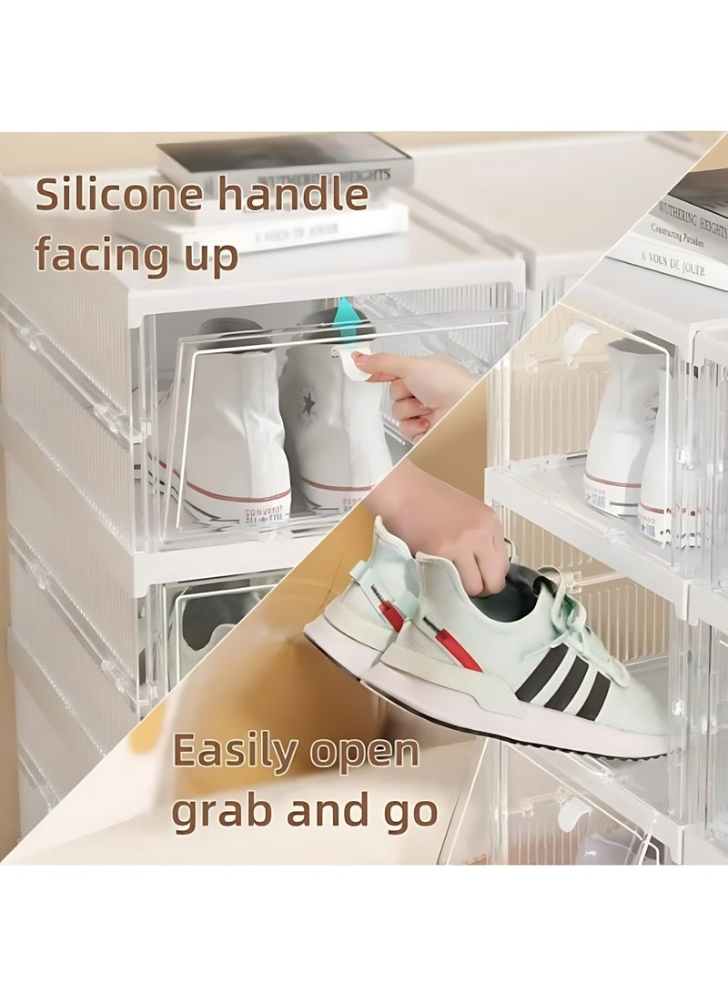الآلة الصغيرة منظم تخزين الأحذية ، حزمة أحذية حذاء قابلة للتكديس قابلة للطي قابلة للطي ، رف خزانة محمولة (شفافة 6 حزمة) - Image 4