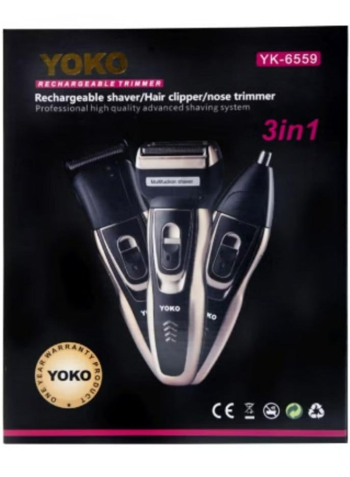 YOKO 3-In-1 Rechargable Trimmer Gold - Image 3