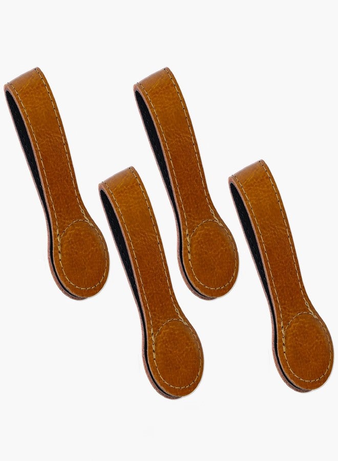 Sozize Leather Magnetic Kitchen and Bathroom Towel Clips for Oven Handle, Towel Rods or Racks (4, Light Brown) - Image 1