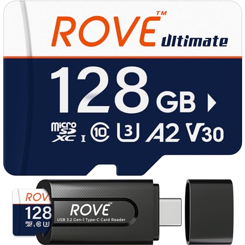 ROVE Ultimate Micro SD Card microSDXC 128GB Memory Card with USB 32 Type C Card Reader 170MBs C10 U3 V30 4K A2 for Dash Cam Android Smart Phones Tablets Games - Image 1