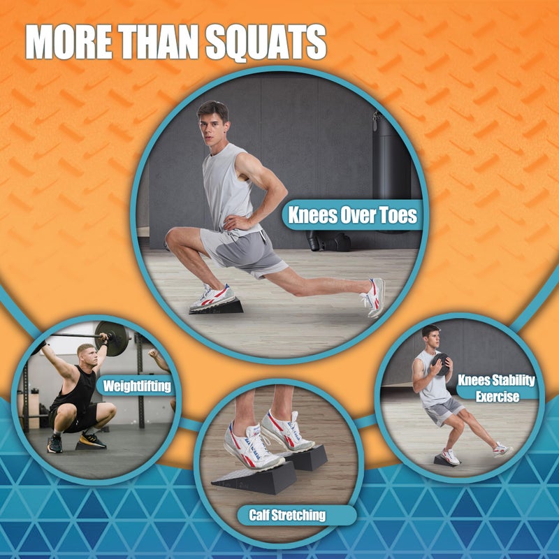 HarderWill Squat Wedge for Prefessional Trainer: 2Pcs Squat Heel Wedge Block Protable Calf Raise Block Improve Mobility and Performance - Image 2