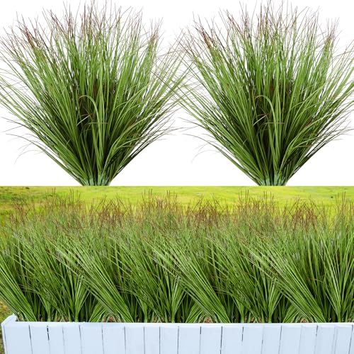 Giegxin 48 Pcs Faux Grass Plants Artificial Shrubs Wheat Grass UV Resistant Fake Greenery Faux Weed Artificial Tall Plants for Outdoor Indoor Home Window Decor - Image 1