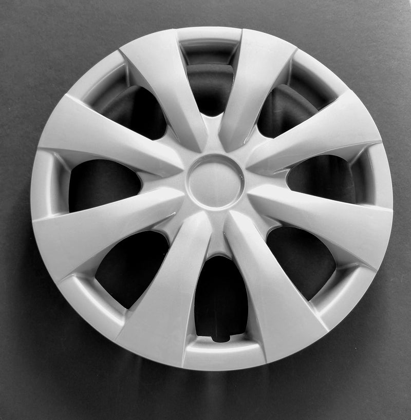 MARROW Wheel Covers Hubcaps Fits 2009-2013 Toyota Corolla; 15 Inch; 8 Spoke; Silver Color; Plastic; Standard Leg (4 Pieces) - Image 3