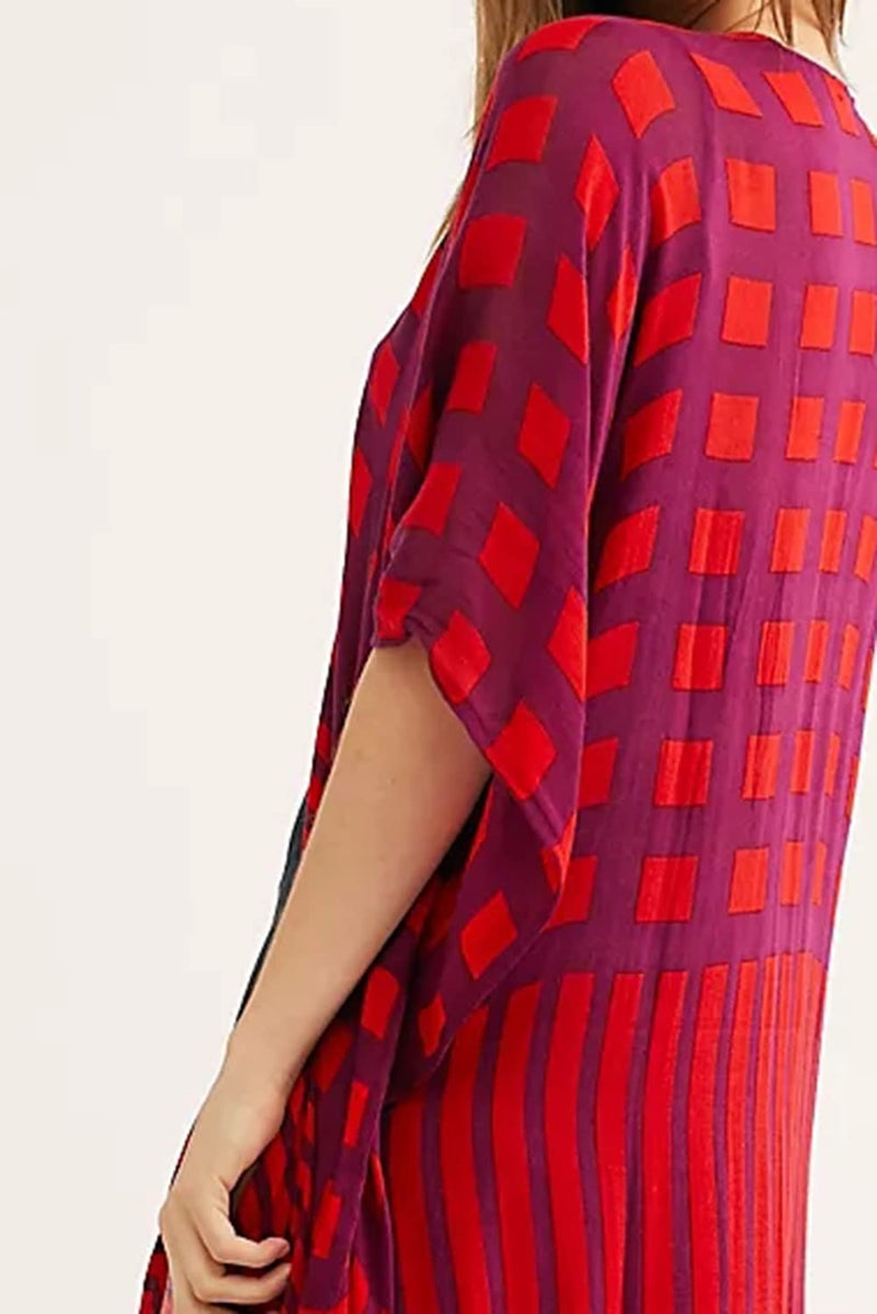 YouKD Women's Boho Long Cardigan Dress Large Size Kimono Beach Swimsuit Cover Up Dresses A Red - Image 5