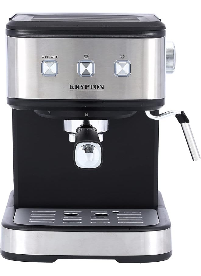 KRYPTON Cappuccino Maker 850W 20 Bar Power Brewing Pump 1.5L Dual Stainless Steel Filters Aluminum Alloy Boiler Overheat And Over Pressure Protected Indicator Onoff Lights 2 Years  - Image 1
