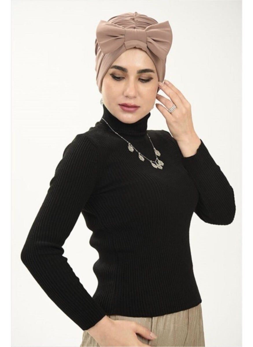 Belifanti Collection Brown Outer Hijab Bonnet with Bow 
