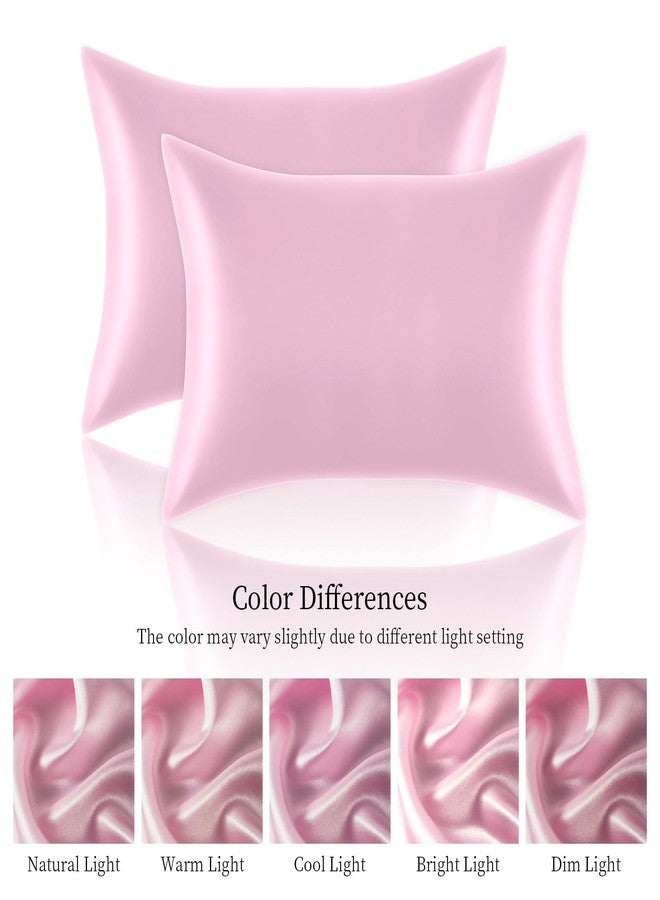 Mimkus Satin Pillowcases Standard Set of 2 - Silk Soft Pillow Cases for Hair and Skin 20x26 inches, Pink Satin Pillow Covers 2 Pack with Envelope Closure for Home,School, Hotel - Image 2