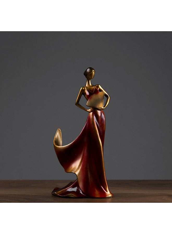 NIBEMINENT European Antique Wine Rack Girl Crafts Ornaments Brown 40x18x20cm - Image 2