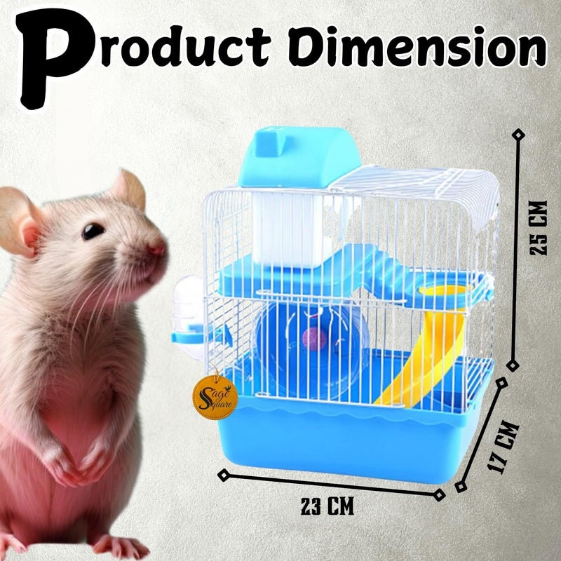 Sage Square قفص هامستر - موطن واسع وقوي للحيوانات الأليفة الصغيرة، مثالي للسفر، عجلة تمرين، سهل التنظيف، نظام قفل آمن، تهوية، ملحقات ممتعة، جربيل، فأر (النوع 6) - Image 4