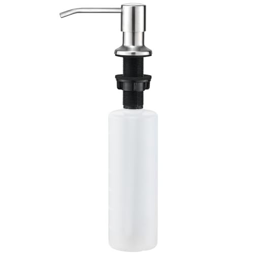 Wardock Built in Soap Dispenser for Kitchen Sink, Brushed Nickel Lotion Dispenser Stainless Steel Countertop Pump Head Refill from The Top 13oz Liquid Bottle - Image 1