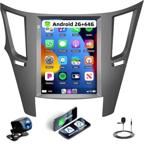 UNITOPSCI 2G+64G Android Car Radio Stereo for Subaru Outback Legacy 2010-2014 CarPlay Android Auto 9.7 Inch Vertical Touchscreen Mirror Link Bluetooth GPS FM/RDS WiFi SWC+ Backup Camera Mic - Image 1