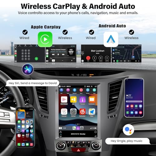 UNITOPSCI 2G+64G Android Car Radio Stereo for Subaru Outback Legacy 2010-2014 CarPlay Android Auto 9.7 Inch Vertical Touchscreen Mirror Link Bluetooth GPS FM/RDS WiFi SWC+ Backup Camera Mic - Image 3