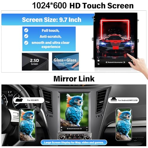 UNITOPSCI 2G+64G Android Car Radio Stereo for Subaru Outback Legacy 2010-2014 CarPlay Android Auto 9.7 Inch Vertical Touchscreen Mirror Link Bluetooth GPS FM/RDS WiFi SWC+ Backup Camera Mic - Image 4