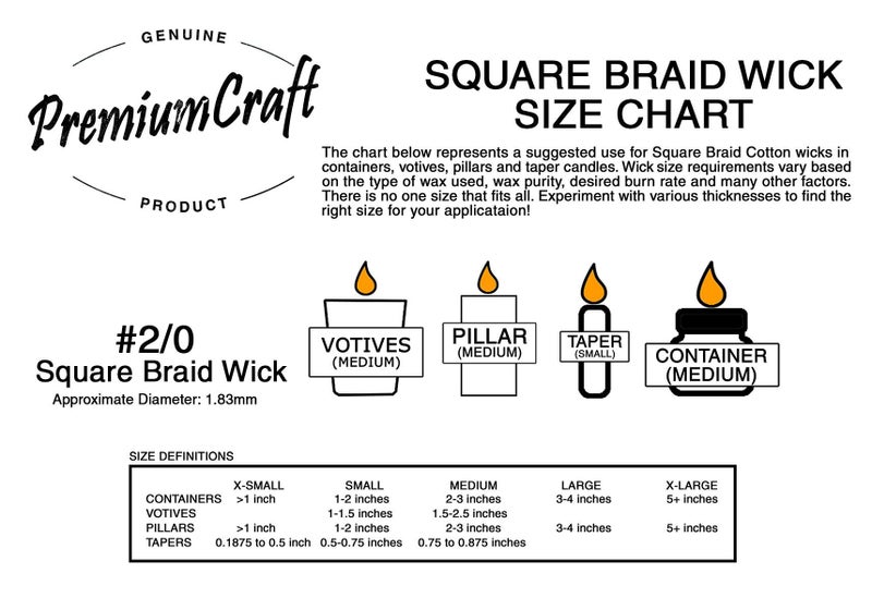PremiumCraft Square Braid Cotton Candle Wick - #2/0 - Image 3