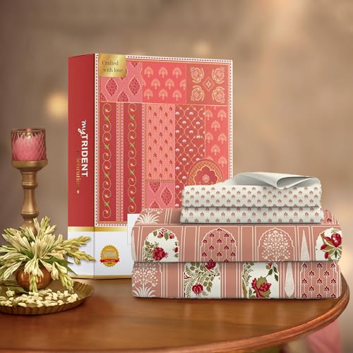 MYTRIDENT Celebration Bedsheet Gifting Collection Double Size - Aangan Coral - Image 1