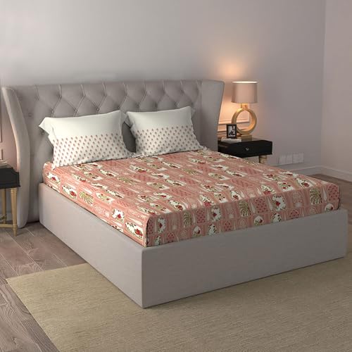 MYTRIDENT Celebration Bedsheet Gifting Collection Double Size - Aangan Coral - Image 2