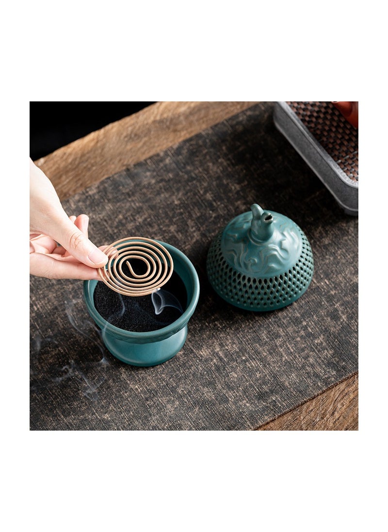 xozgdovg - Boshan furnace ceramic antique incense burner home incense burner Zen incense sandalwood Zen incense incense incense ornaments/ 166# Boshan Furnace (Brown) - Image 1