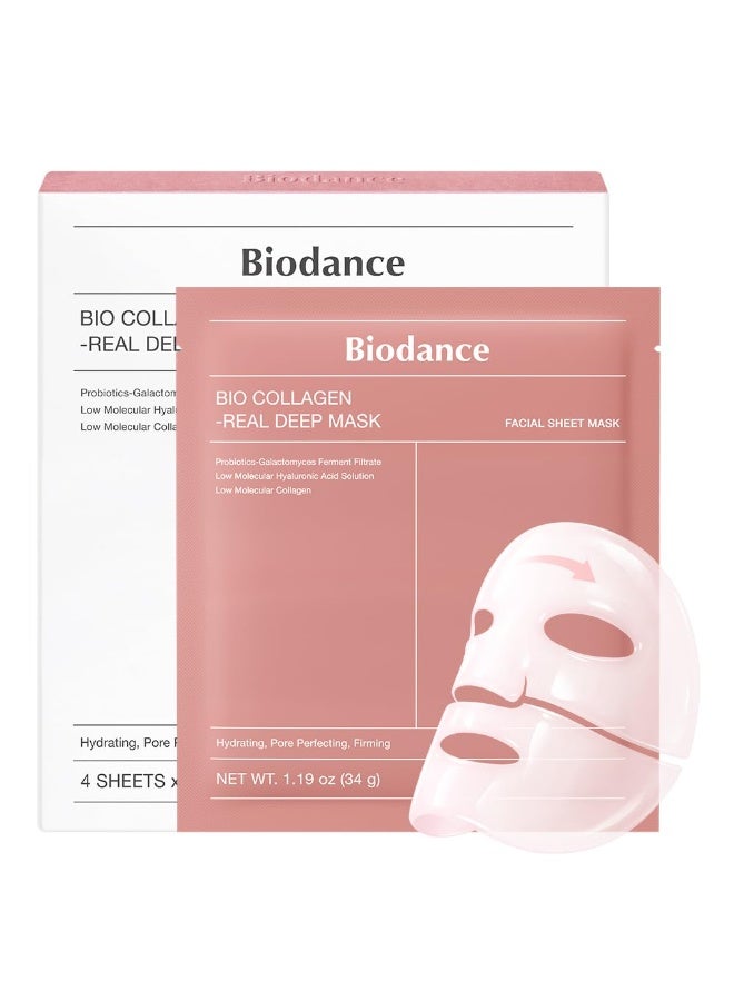 BIODANCE Bio-Collagen Real Deep Mask, Hydrating Overnight Mask, Pore Minimizing, Elasticity Improvement, 34g x4ea - Image 1
